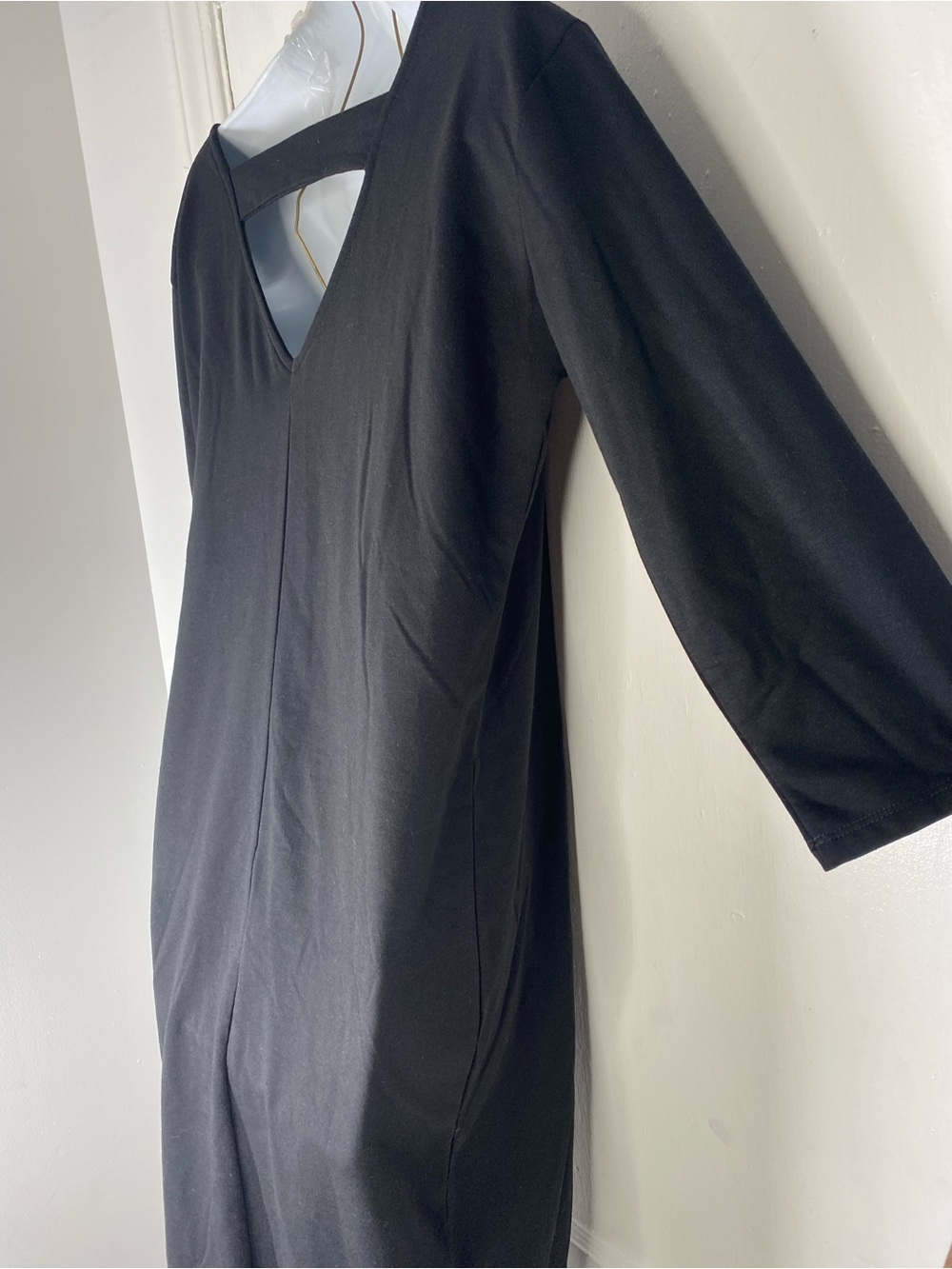 bobeau NWT Nordstrom Black Boatneck Midi Dress with Three-Quarter Sleeves - Picture 4 of 6